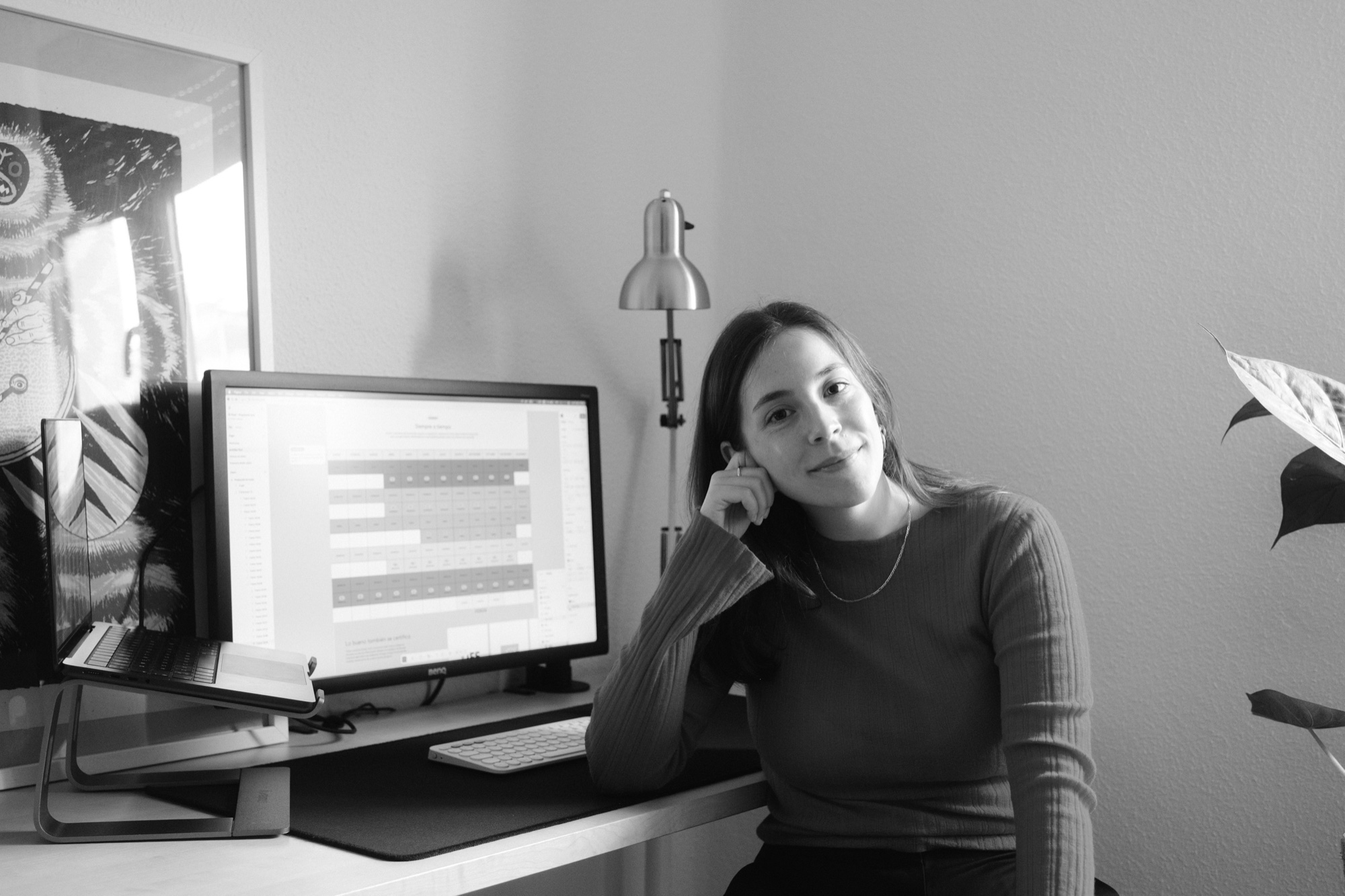 Irene Agarit at her desk in her home studio